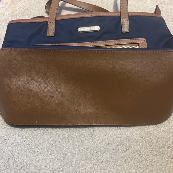 Michael Kors Navy Blue/Brown Nylon Tote Purse - Picture 7 of 7